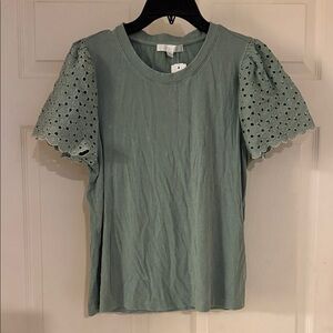 Design History Blue Eyelet Sleeve Blouse